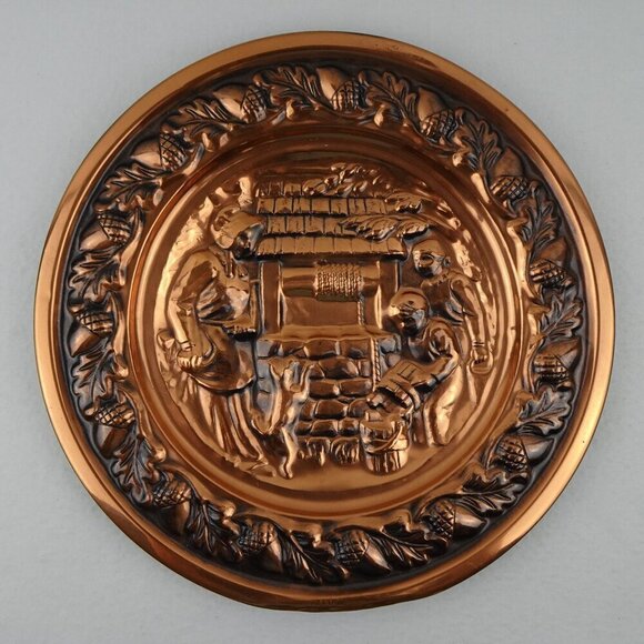 Vintage Copper Tavern Pub Plate Charger Wall Hanging MCM Coppercraft Guild USA - Picture 1 of 5